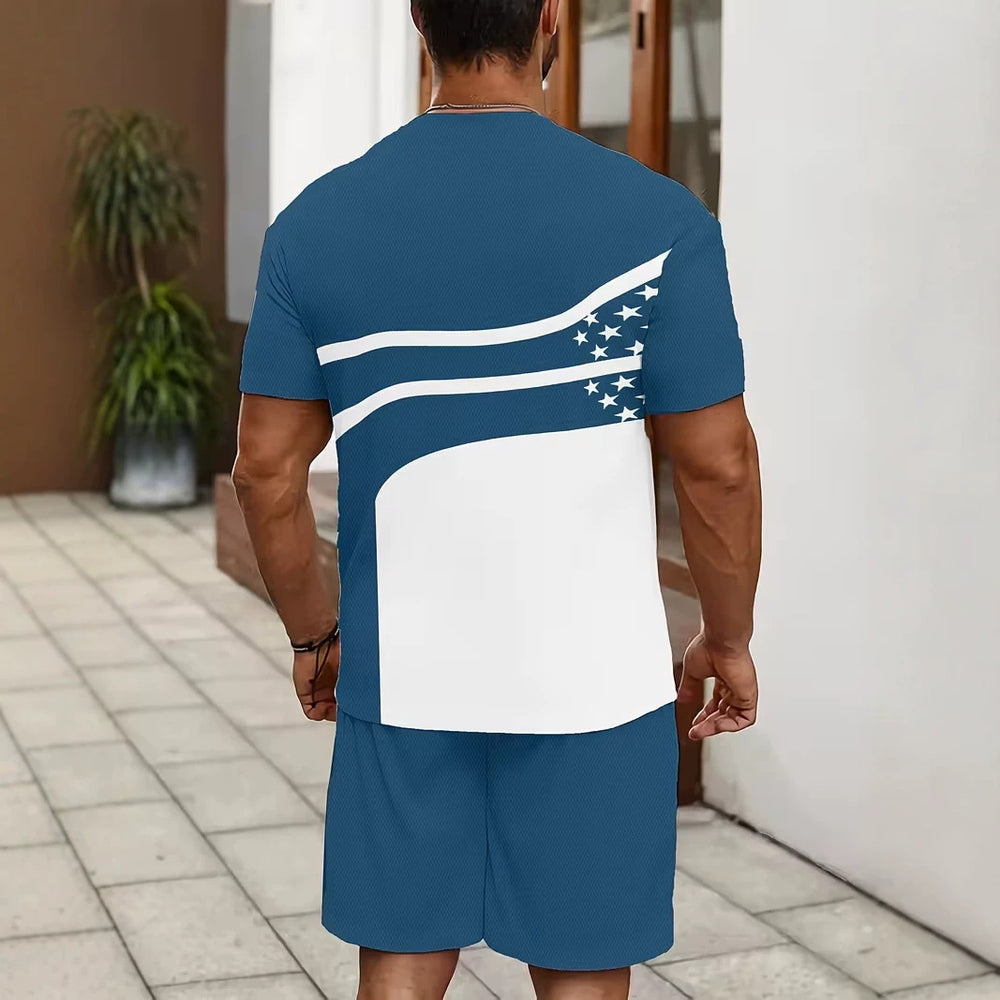 men's short-sleeve and shorts set, casual sportswear set, 3d printed cross-border hot seller, dropshipping available