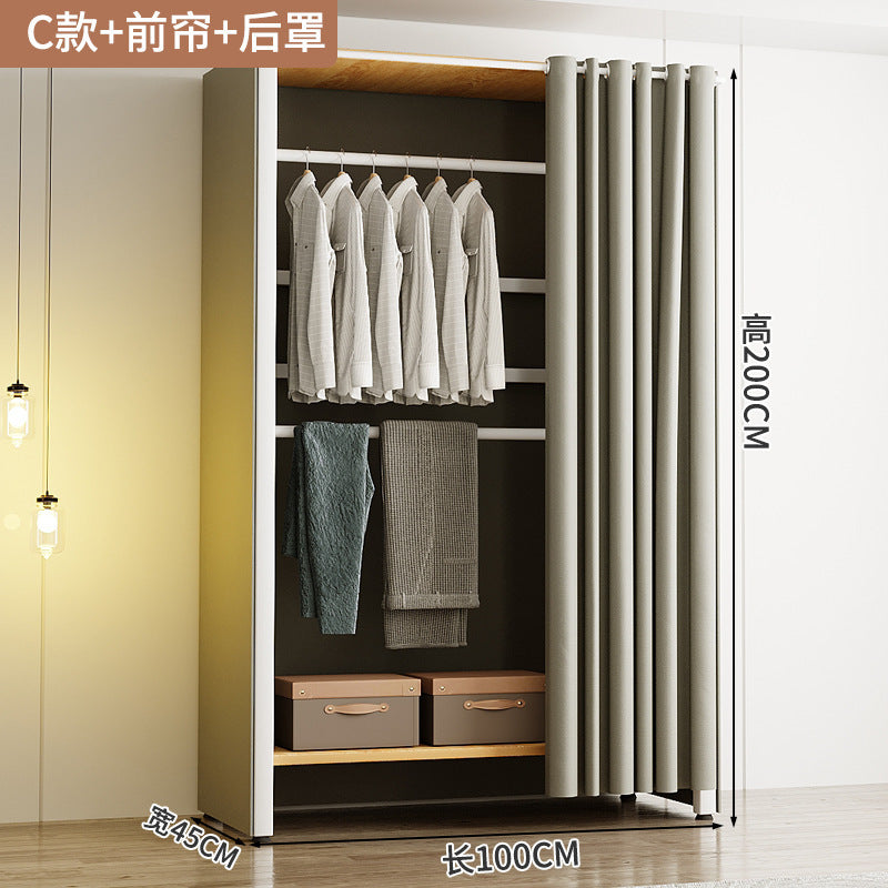 Wardrobe Home Bedroom Simple Assembly Storage Cabinet Rental Room Shelves Strong and Durable Open Wardrobe