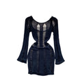Summersexycut out thin long sleevesknittingshort skirtelegantsilmslimming lookpure desire hot girl backlessdress