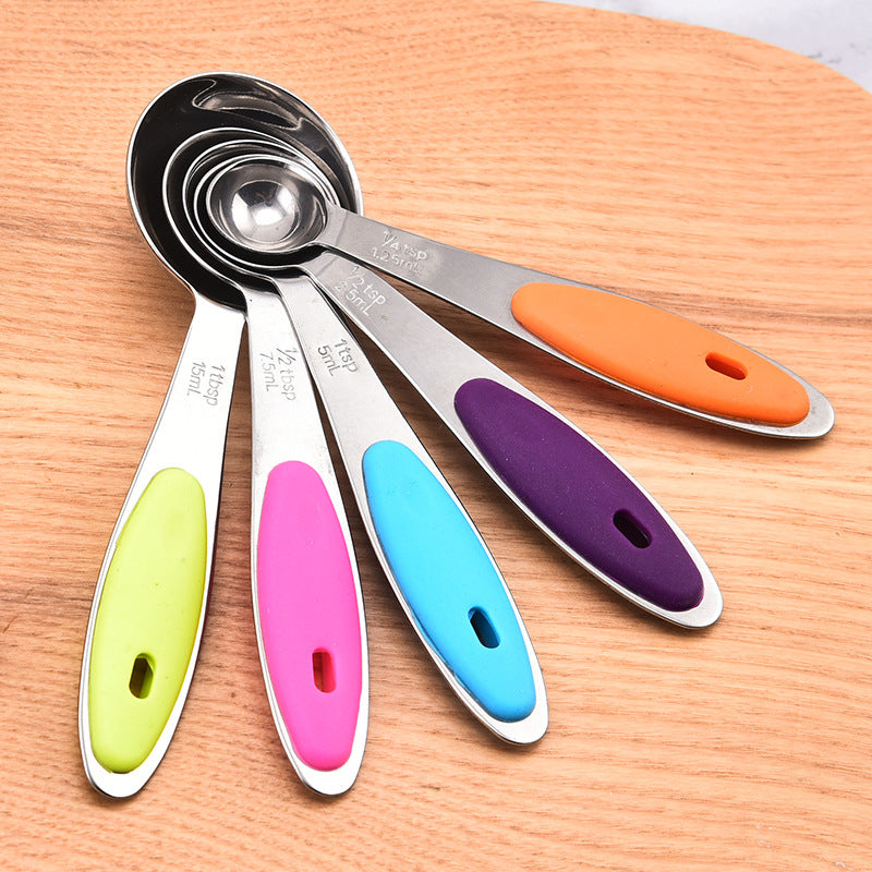 10-Piece set of baking tools, silicone insulation, stainless steel measuring cup, measuring spoon, 5-piece set, cake raw material measuring spoon, measuring spoon