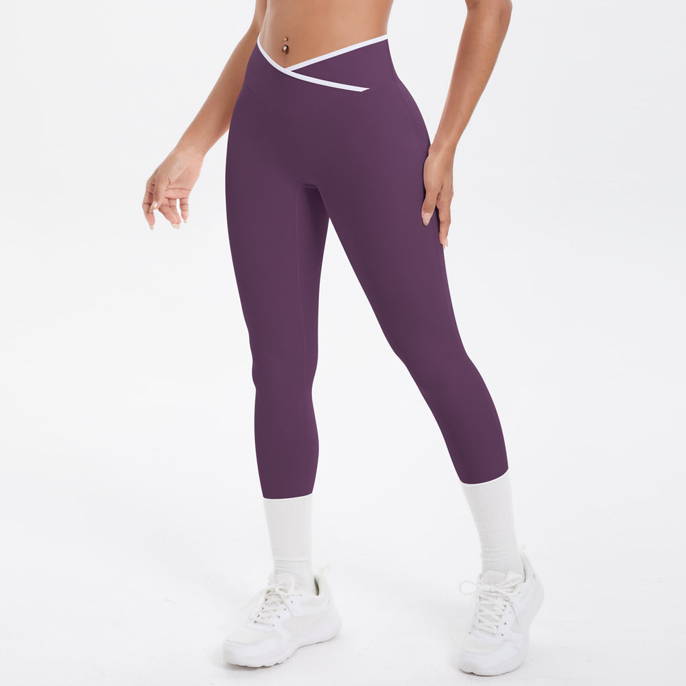new color block criss-cross fitted brushed high-stretch yoga set - 5-piece running, fitness, and breathable training outfit