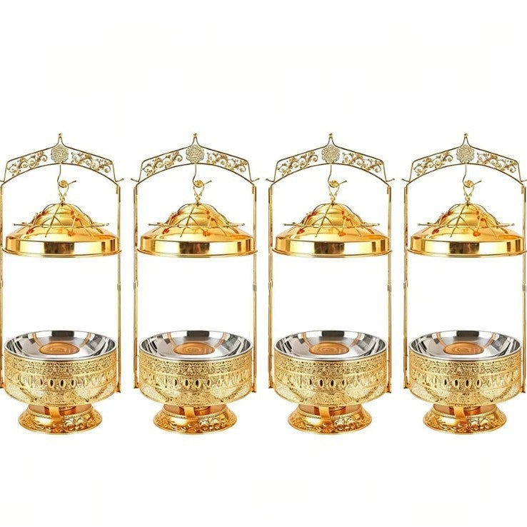 Luxury stainless steel gold buffet warming tableware, hotel restaurant commercial buffet stove - in stock
