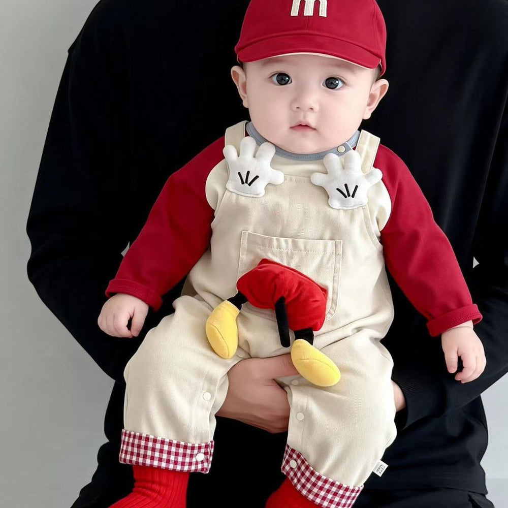 Spring autum style baby boy baby suit suspender two-piece set jumpsuit super cute k-style spring style outing climbing suit