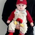Spring autum style baby boy baby suit suspender two-piece set jumpsuit super cute k-style spring style outing climbing suit