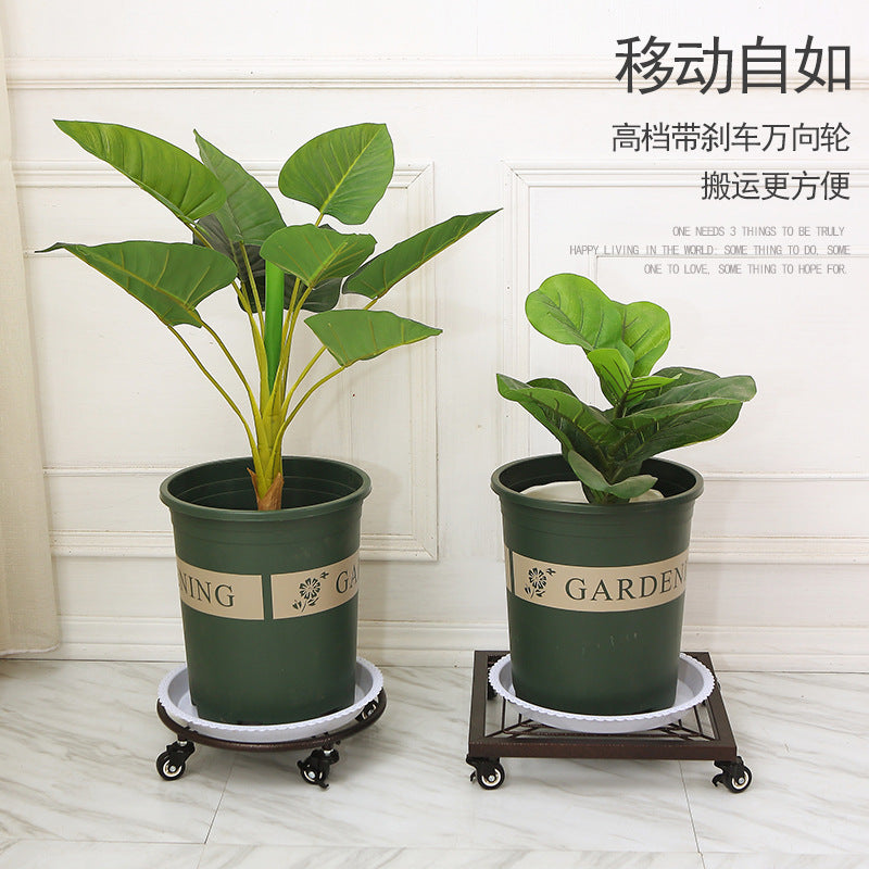 Mobile flower pot tray foot soaking wooden bucket universal wheel caster washing bucket wheel pulley wooden bucket mobile wheel tray