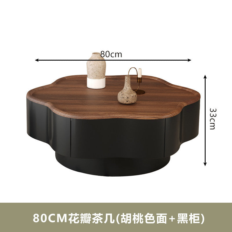 New arrival medieval style petal coffee table walnut cream style living room storage small apartment creative special-shaped combination