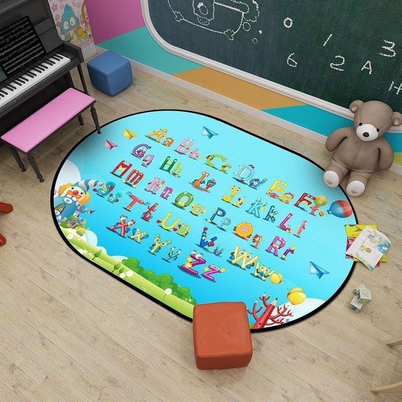 Baby crawling mat, cooling pad, classroom reading area, educational play mat, nursery kids alphabet crystal velvet rug