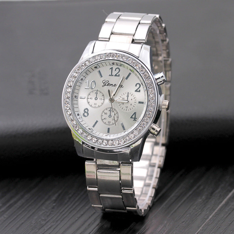 watch new arrival geneva watch diamond-encrusted alloy steel strap watch women's quartz watch watch women