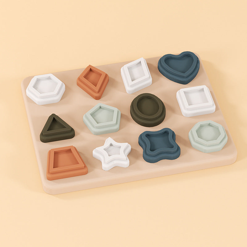 popular silicone baby toys geometric puzzles puzzle children's training science and education education building block batch three-dimensional