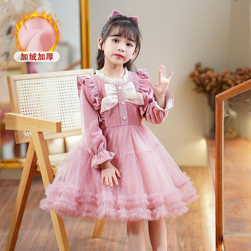 Girls' red spring/autumn tutu dress - stylish and trendy new arrival for little girls, fleece-lined
