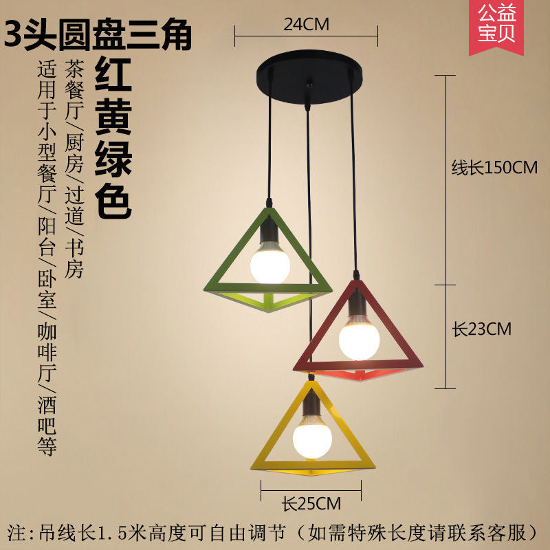 Nordic retro iron restaurant pendant light - three-light industrial style creative artistic small chandelier for hallway and dining room lighting