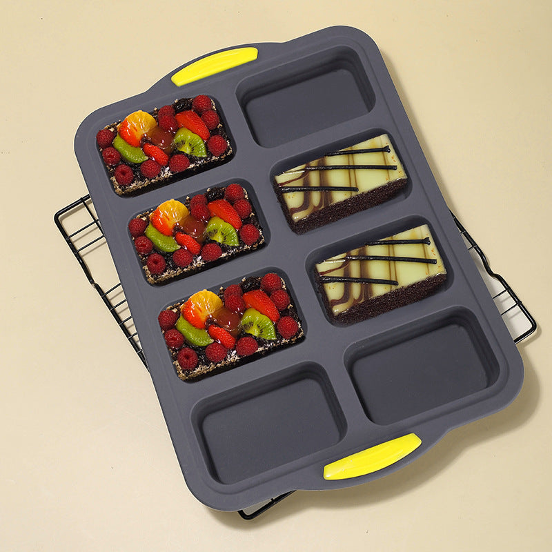 New 8-cavity silicone framed square cake mold french bread mold muffin bread baking pan
