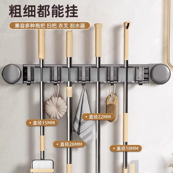 Toilet suction cup mop rack without punching wall hanging bathroom artifact broom mop rag storage hook storage rack