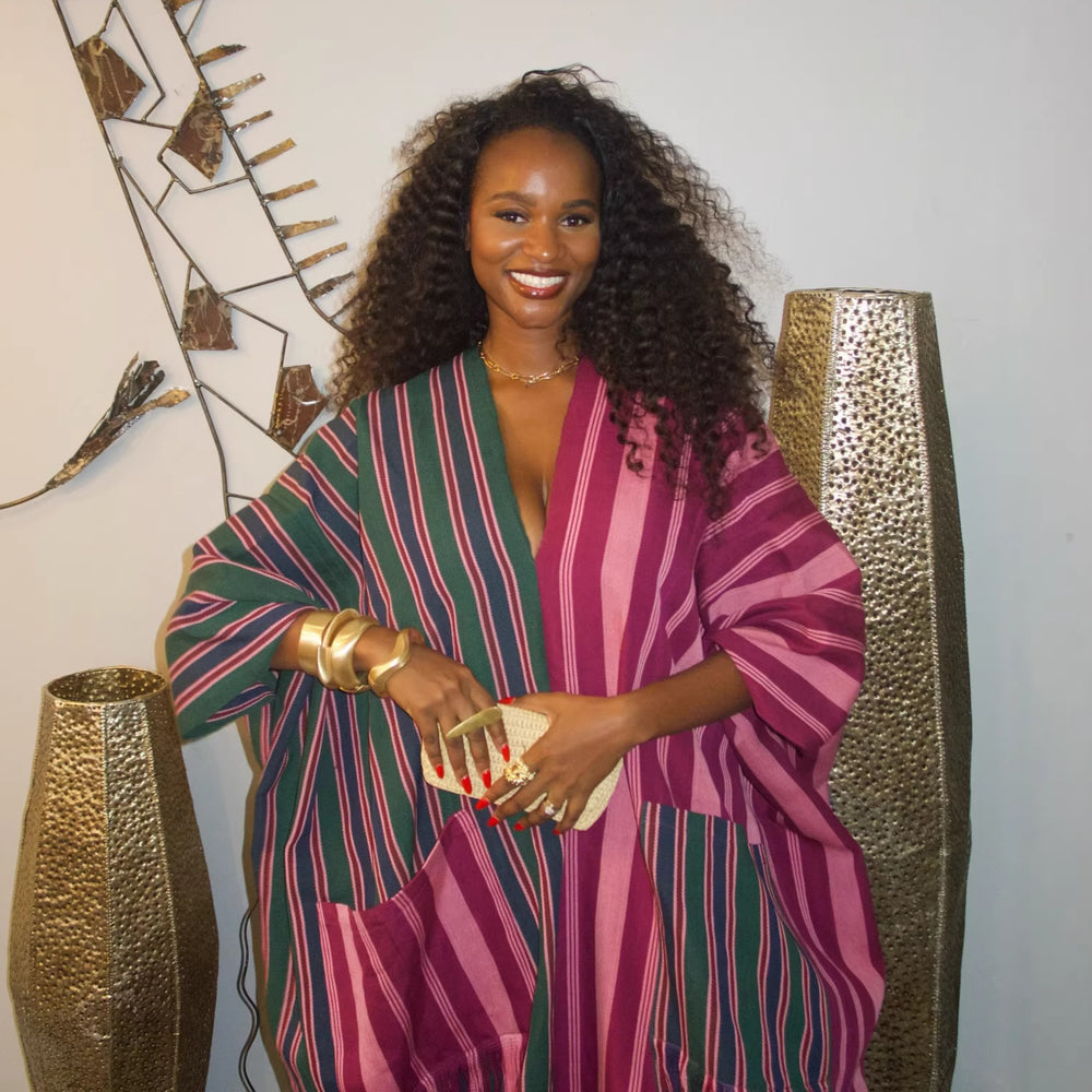 European and american cross-border women's clothing  summer new arrival: african-style plus size elegant color block striped loose long dress