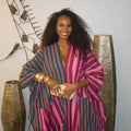European and american cross-border women's clothing  summer new arrival: african-style plus size elegant color block striped loose long dress