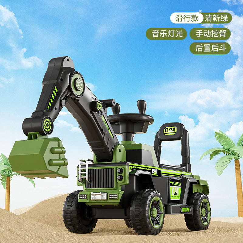New children's excavator electric seated four-wheeled car large toy excavator baby remote control excavator