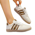 Exportplus sizespring & fallnew arrivalretro leopard print white shoes women's cross-border round toe tie backplus sizecasualeasiest for match women's shoes
