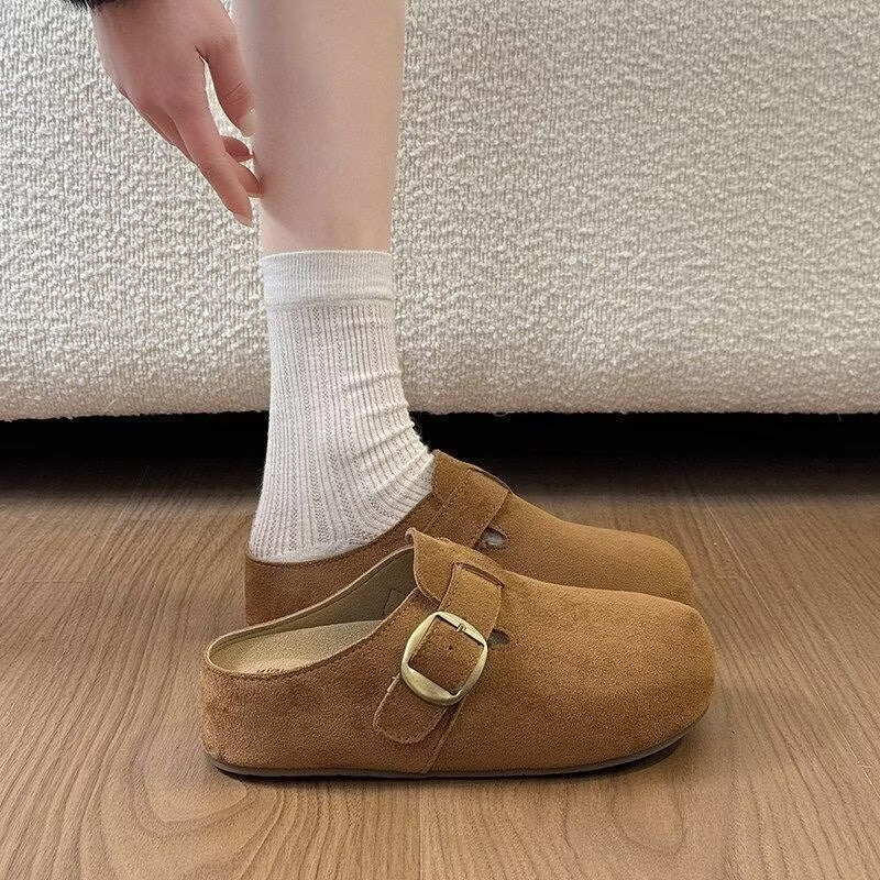 Casual style hidden heel toe cap slippers for women outwear2026springnew arrival one-leg belt buckle thick sole birkenstock shoes