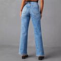 Amazon slit jeans women's new arrival stretch washed loose pants elegant commuterhigh waistjeans