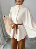 fashion:  new women's outfit - versatile stand collar, cinched waist, tie-waist cropped wool coat set
