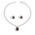Square diamond necklace and earring jewelry set - european and american niche style, light luxury, high-end, hollow design, elegant jewelry set