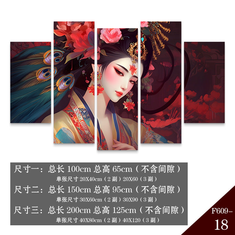 Guochaofeng wall decoration painting Hot pot restaurant hotel box background wall mural Peking Opera Huadan face painting