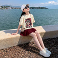 Girls' summer outfit  new style: trendy and cool summer clothes for mid-to-large children - strawberry girl t-shirt and skirt pants two-piece set