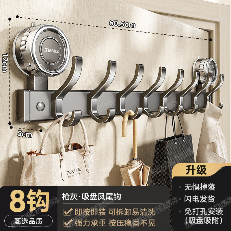 Strong suction cup, hanging hanger behind the door, hook, household non-punching wall rack, entering the door and porch, clothes storage rack