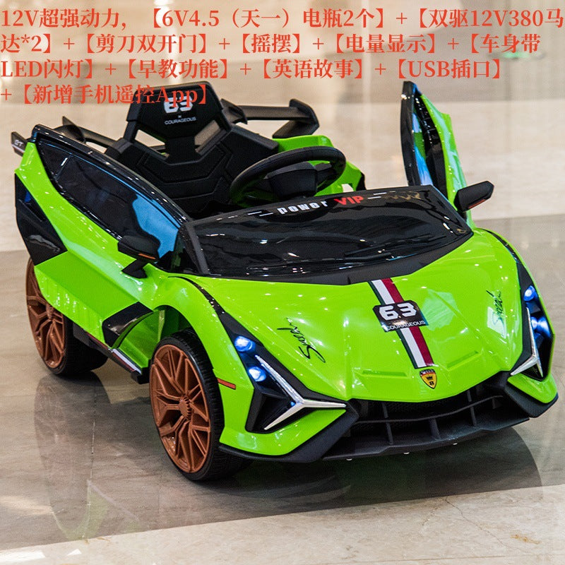 New supercar children's electric car four-wheel car double drive baby remote control car double electric sports car