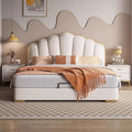 Cream style leather bed modern simple shell bed petals popular bedroom girl girl double bed kids princess