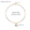 Wholesale fashion jewelry: european & american style necklace for autumn/winter - alloy pendant necklace with cubic zirconia, simple square tag design