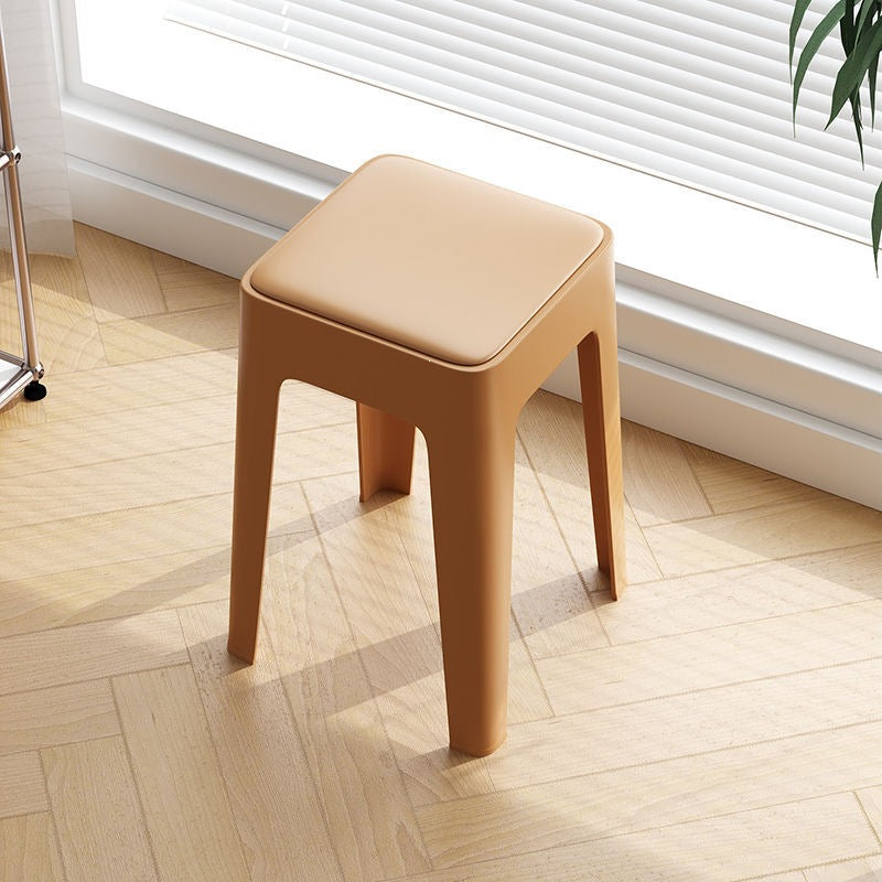 Thickened plastic stool for home use, extra thick, simple, stackable, comfortable for long periods of sitting, high stool, storage, pulley, living room
