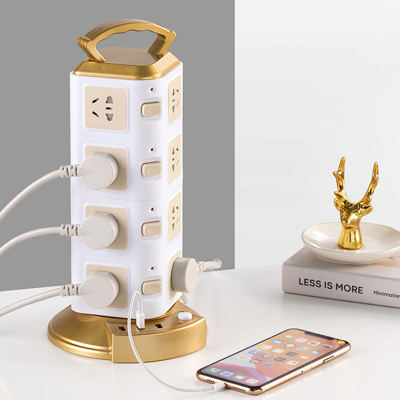 Smart vertical socket with usb mobile phone charging strip multi-functional plug-in board for home creative stereo plug-in cable