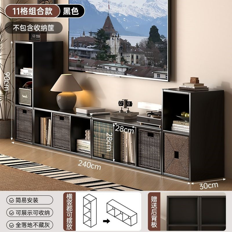 Bookshelf floor-standing locker all-in-one wall-mounted kids bookcase living room reading simple storage combination plaid cabinet bookshelf