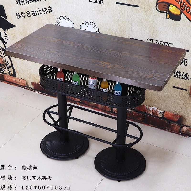 Bar clear bar ktv cafe high table and chair combination retro bar stool industrial style bistro loose table
