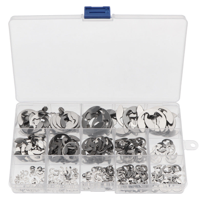 E-type open spring 120pcs boxed metal spring gasket 304 stainless steel shaft retaining ring meson