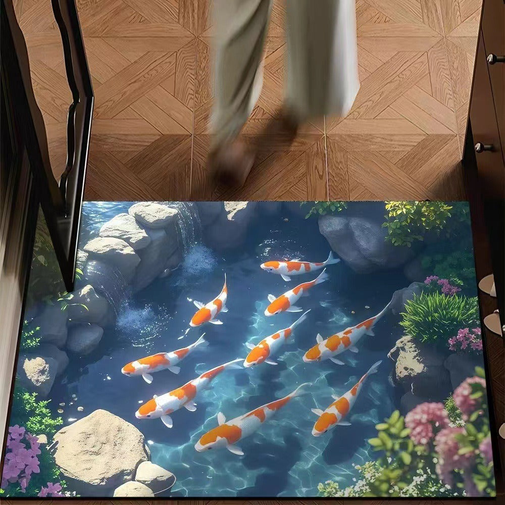 visual trap floor mat flannelfor home bathroom toilet absorbent non-slip mat entrance door mat