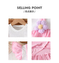 Exportsummergirldressfake two-piece flying sleevesrufflesflowerspatchwork waist large skirt kids skirt