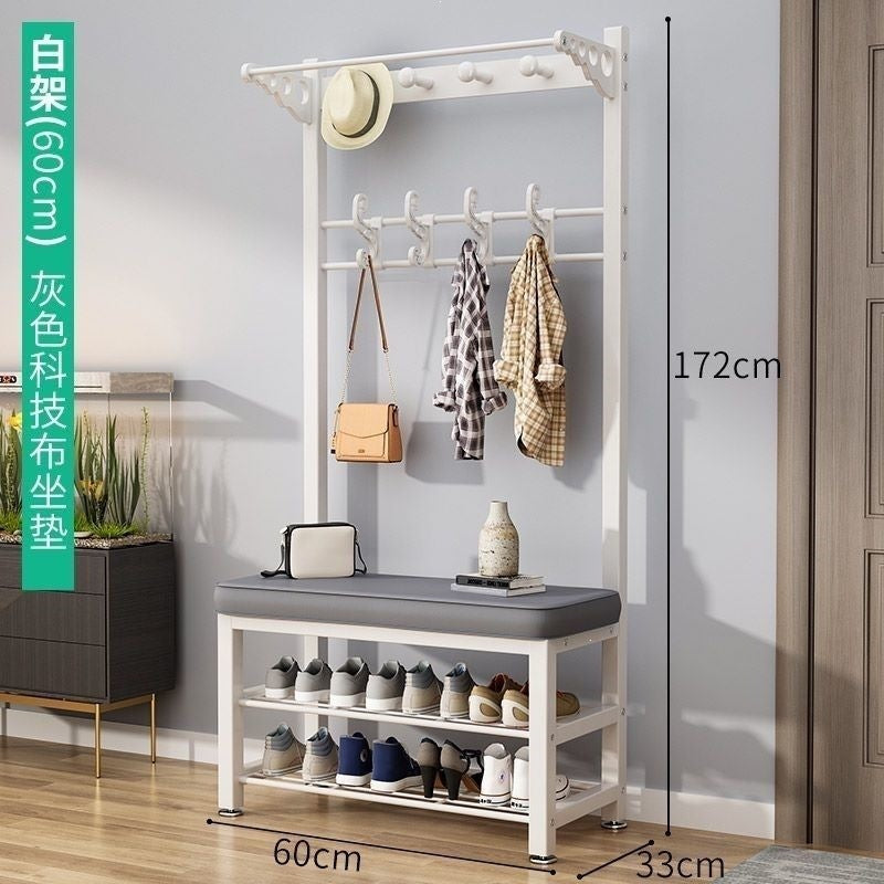Simple shoe changing stool entrance door for home coat rack floor-standing entrance storage rack all-in-one foyer multifunctional coat rack