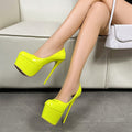 Plus size women's high heels nightclub banquet waterproof platform 16cm ultra-thin heel flats round toe thick sole high women's shoes