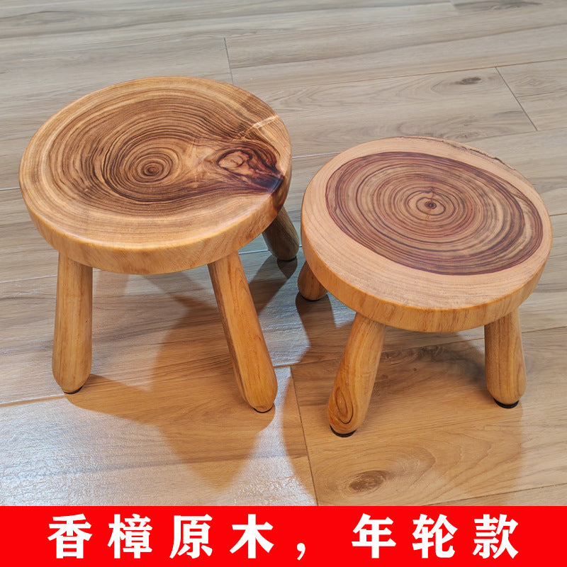 香樟实木小凳子家用客厅小板凳老式换鞋凳小矮凳儿童小木凳方凳圆