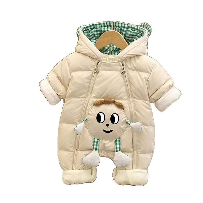 Baby winter outing heattech one-piece haki rompers winter stylethickened one-piece clothes super cute cartoon western style main treasure