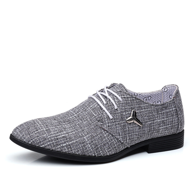 Men's plus size canvas shoes - breathable pointed toe linen canvas dress shoes - business casual shoes - beijing old cloth shoes