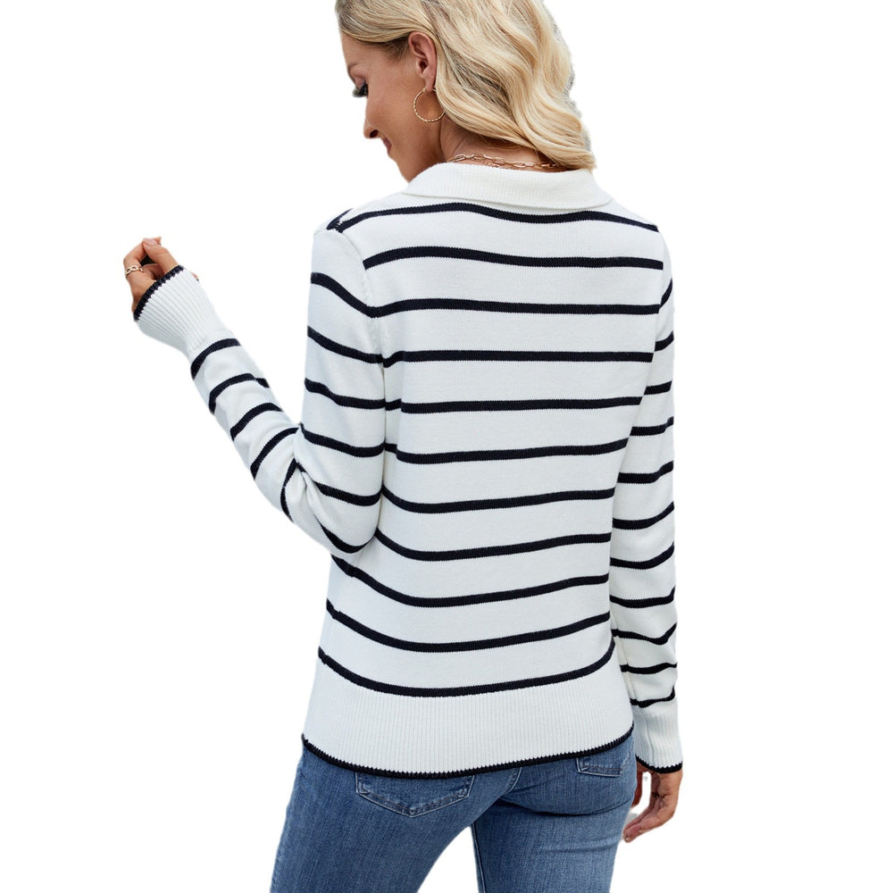 European and american cross-border e-commerce women's spring  new arrivals:  casual striped long-sleeve knit sweater top