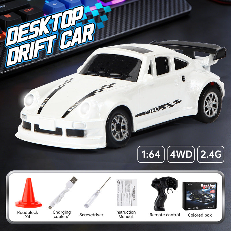 Rc professional drift car 1:64 remote control car 2.4g four-wheel drive racing car with controllable lights, desktop mini world toy car