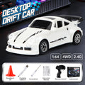 Rc professional drift car 1:64 remote control car 2.4g four-wheel drive racing car with controllable lights, desktop mini world toy car