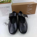 Za2024 new spring black mary jane flats with buckle strap - round toe ballet shoes