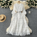High-end elegant women's evening gown  new collection: court style retro heavily embroidered hollow-out lace patchwork french dress