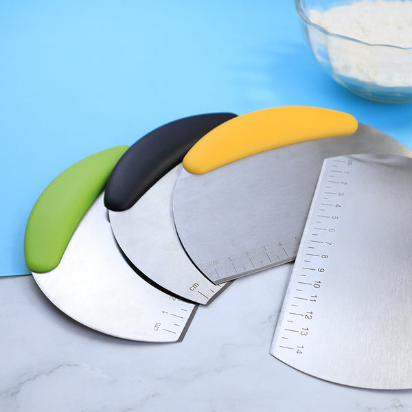 Cross-border semi-circular stainless steel with graduated noodle cutter flour cutting baking noodles scraping dough scraper kitchen tools