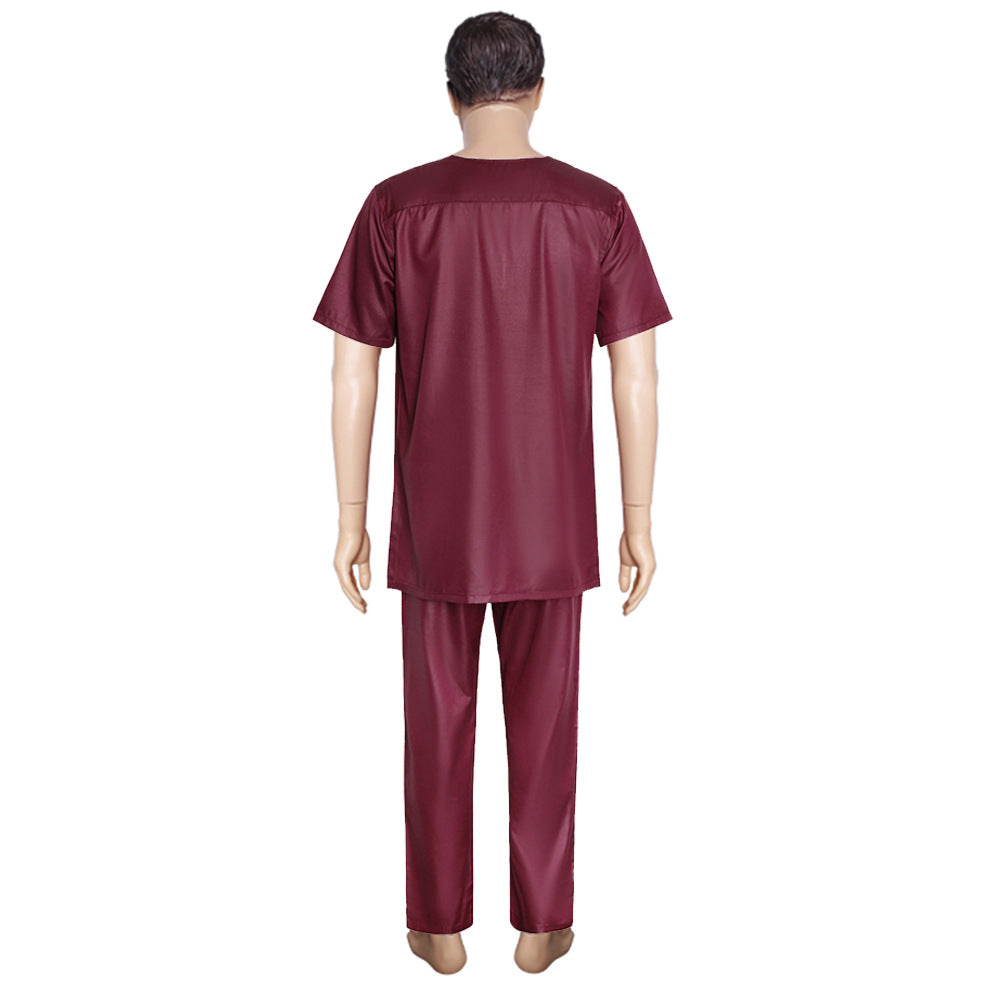 new cross-border e-commerce  summer crew neck youth african ethnic style short sleeve shirt three-piece set